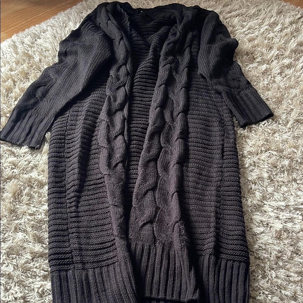 Fashion Nova Black Cable Knit Cardigan